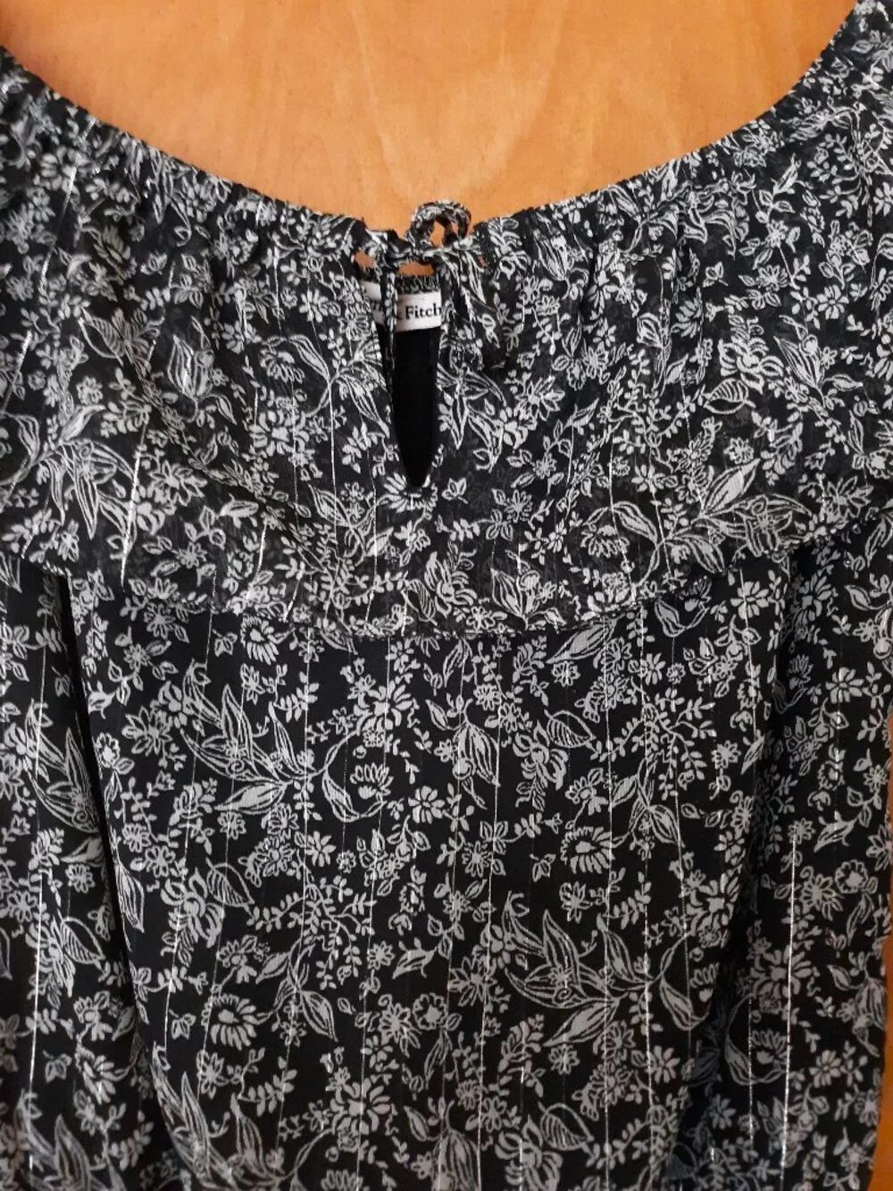 Abercrombie & Fitch Bodysuit Blouse Puffy Sheer Sleeves Ruffled Collar